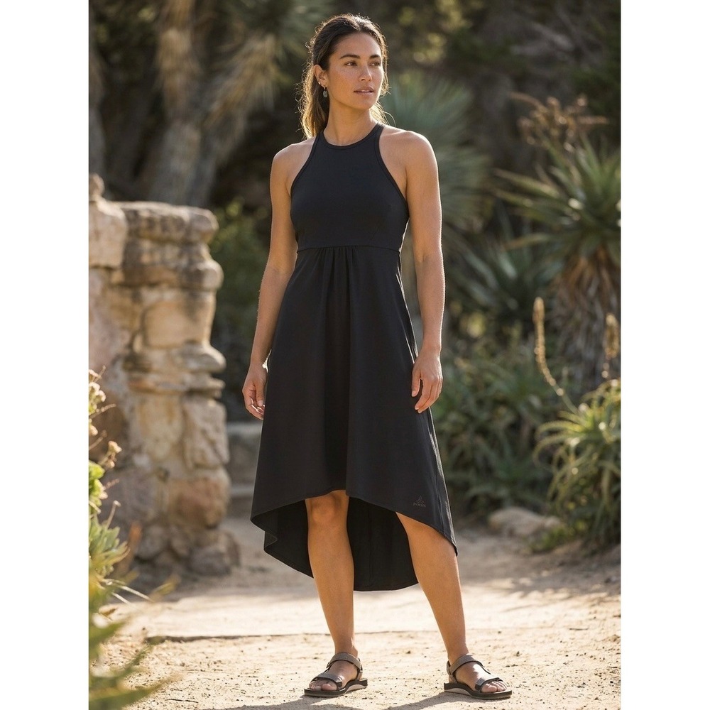 Prana Women Black High Neck Active Dress High Low Hem 1968661 Medium